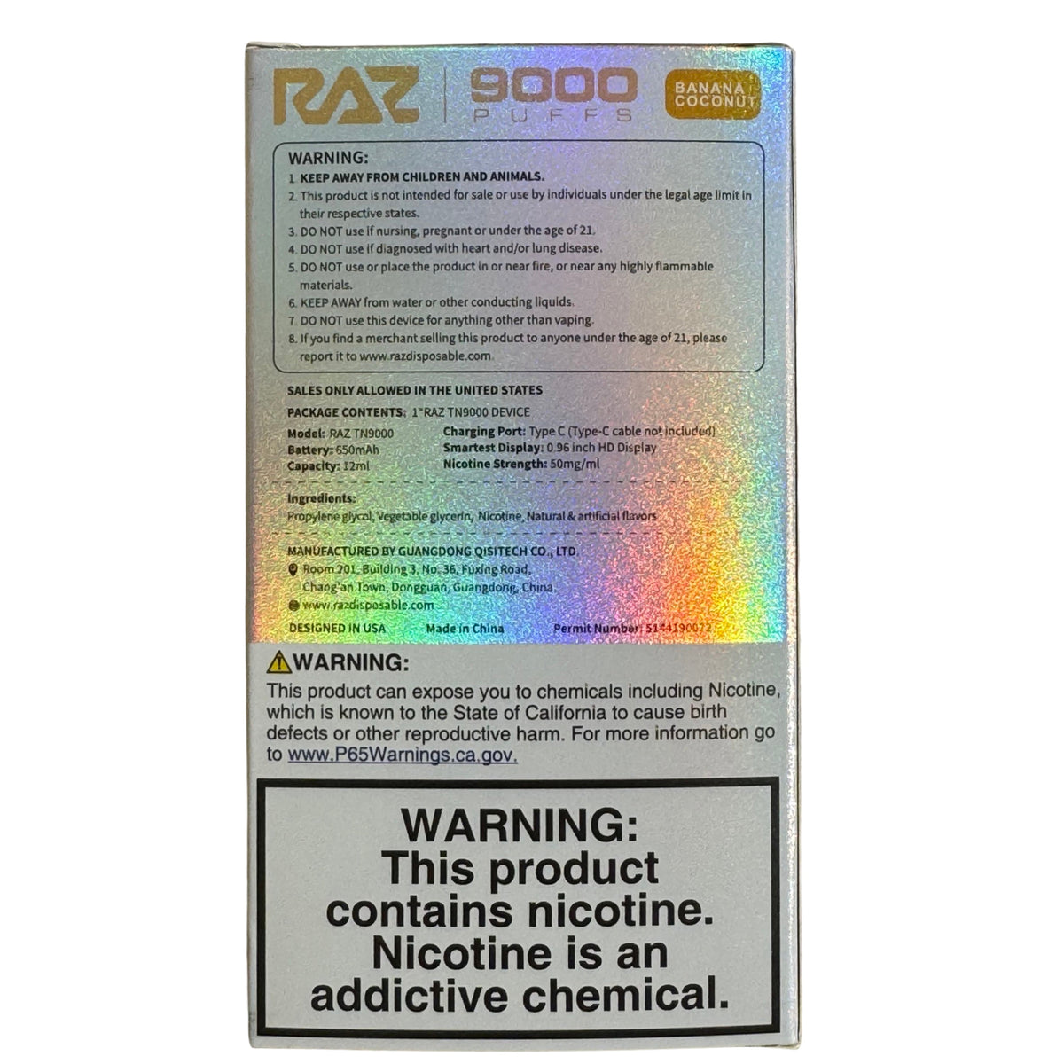 elfbar nachfüll pod läuft aus Raz Vape No Nicotine Banana Coconut RAZ TN9000