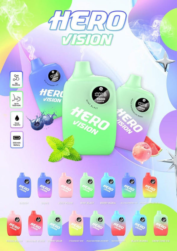 Hero Vision 7000 - 20mg Nicotine - Vapes Jetables