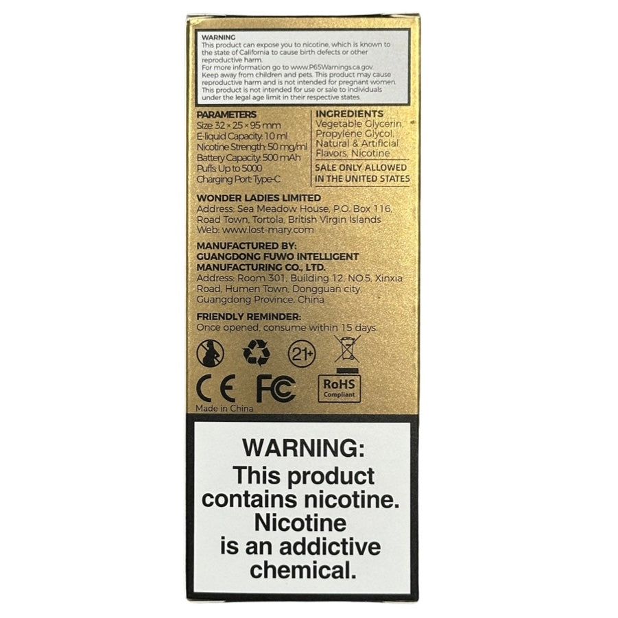 Lost Mary MO5000 Iced Peach Colada Black Gold Edition Lost Mary MO5000 Iced Peach Colada Black Gold Edition