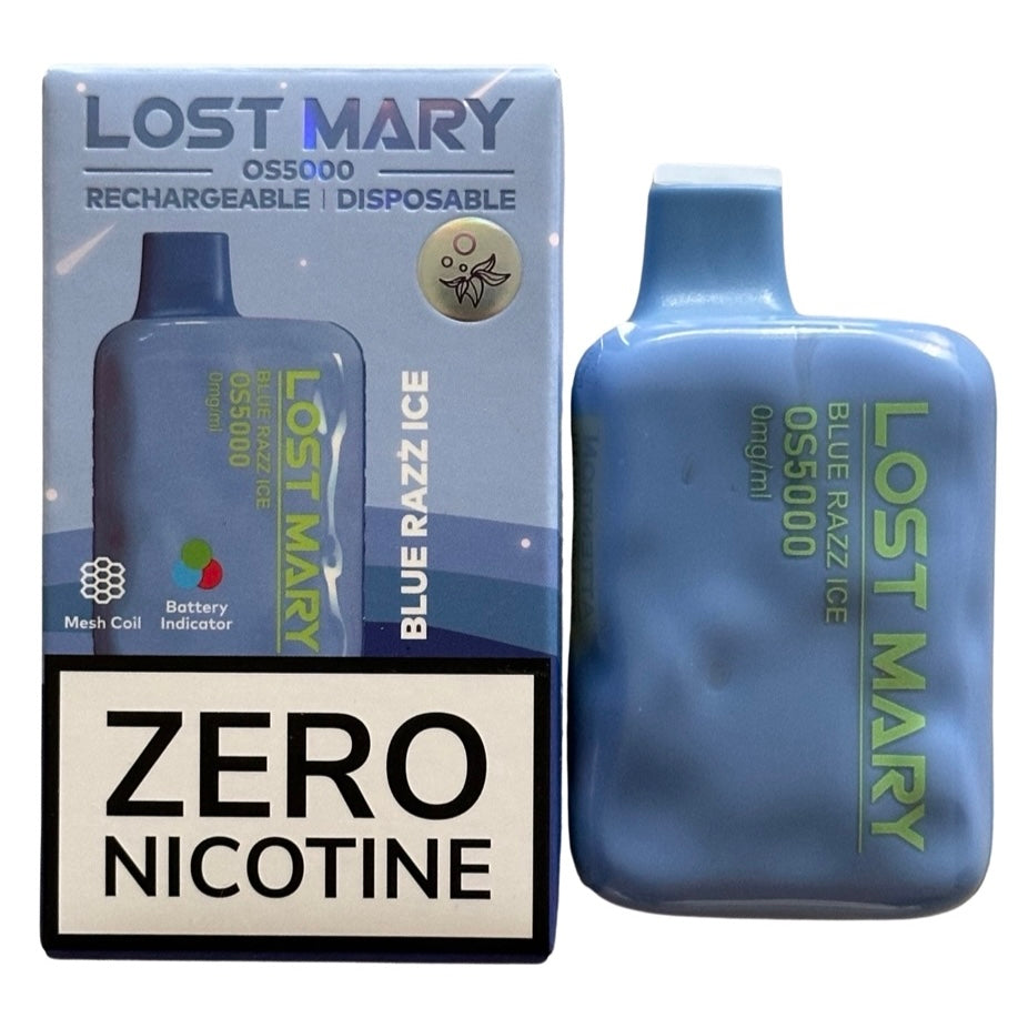 Blue Razz Ice - Lost Mary OS5000 - Zero Nicotine Vape Blue Razz Ice - Lost Mary OS5000 - Zero Nicotine Vape