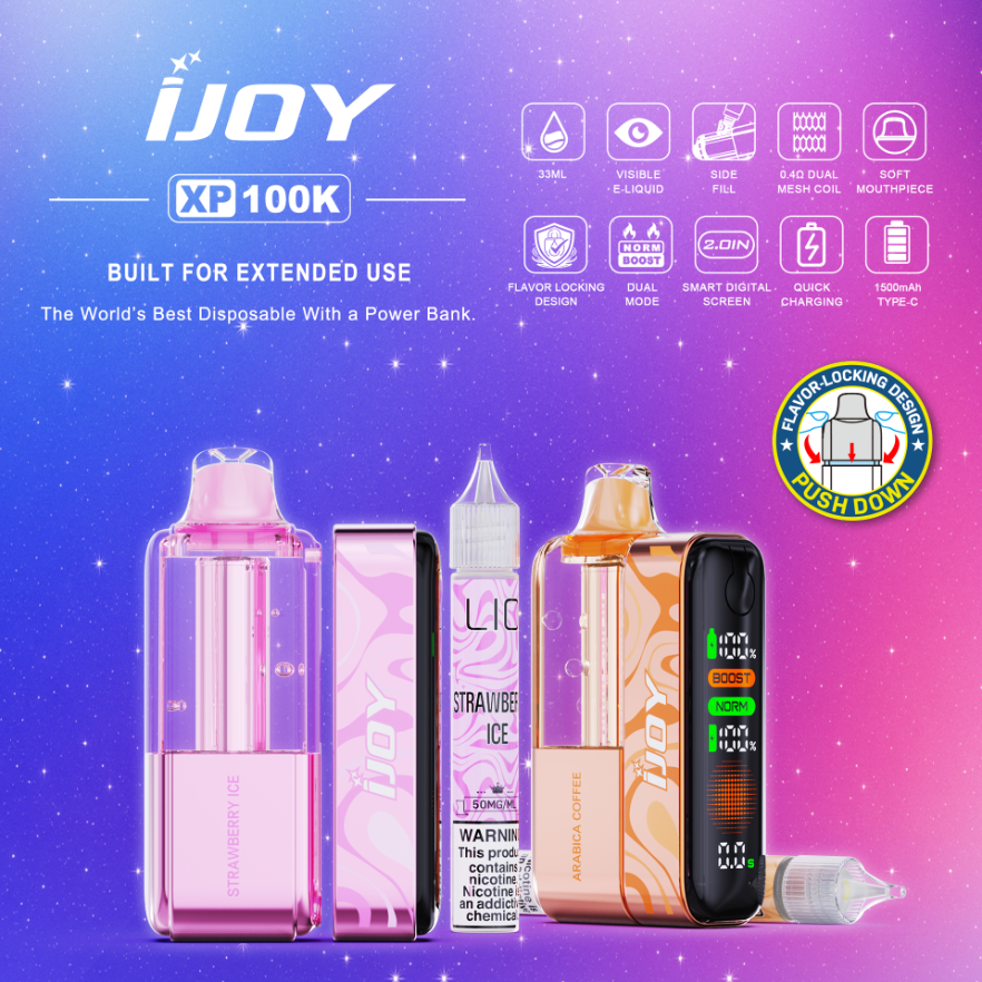 Pakartotinai užpildomas vienkartinis „iJoy XP100K“ RINKINYS, ATITINKANTIS TEKSASO REIKALAVIMUS