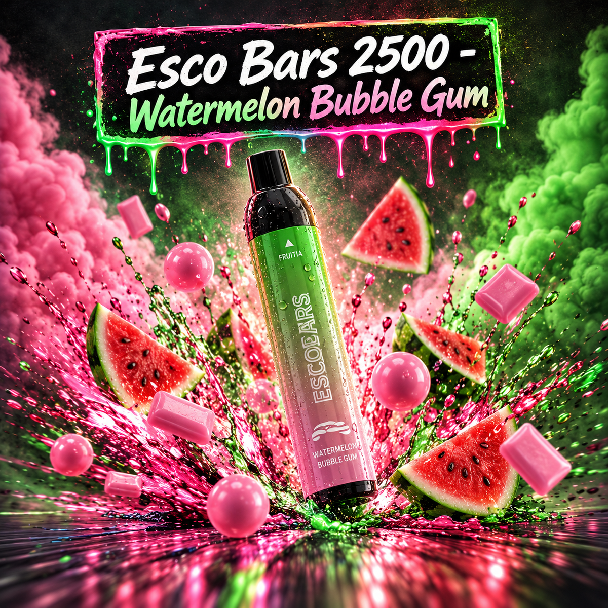 Esco Bars 2500 - Watermelon Bubble Gum ( Fruitia x Esco Bars)