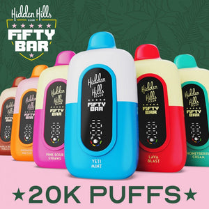 Hidden Hills x Fifty Bar 20K | 20K Puffs, Long-Lasting Hidden Hills x Fifty Bar 20K | 20K Puffs, Long-Lasting