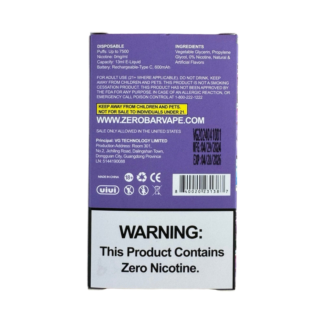 Įkelti vaizdą į galerijos peržiūros programą, Grape Ice – Zero Bar – Exotic Edition – Zero Nicotine
