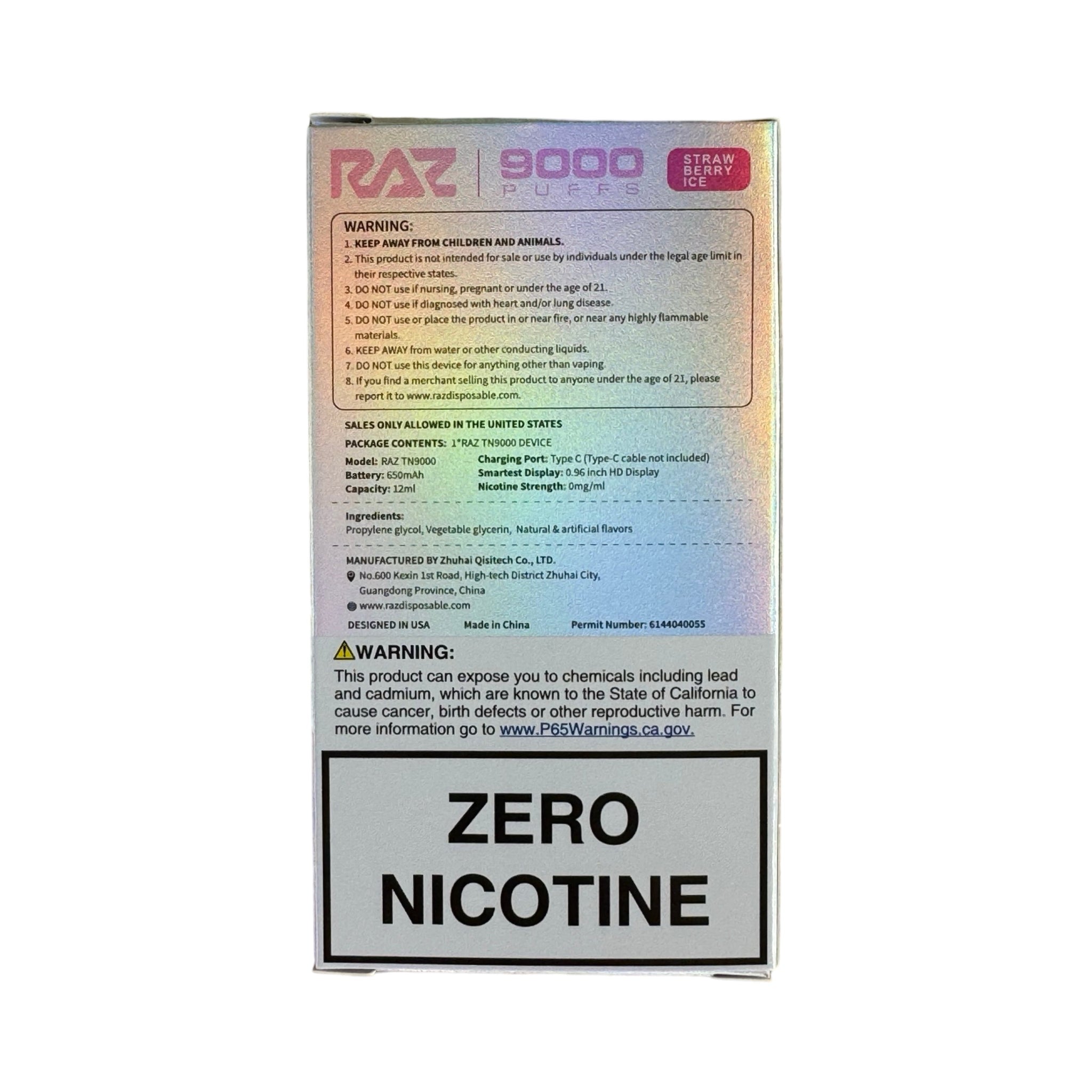 Strawberry Ice - RAZ TN9000 - Zero Nicotine Vape Delight Strawberry Ice - RAZ TN9000 - Zero Nicotine Vape Delight