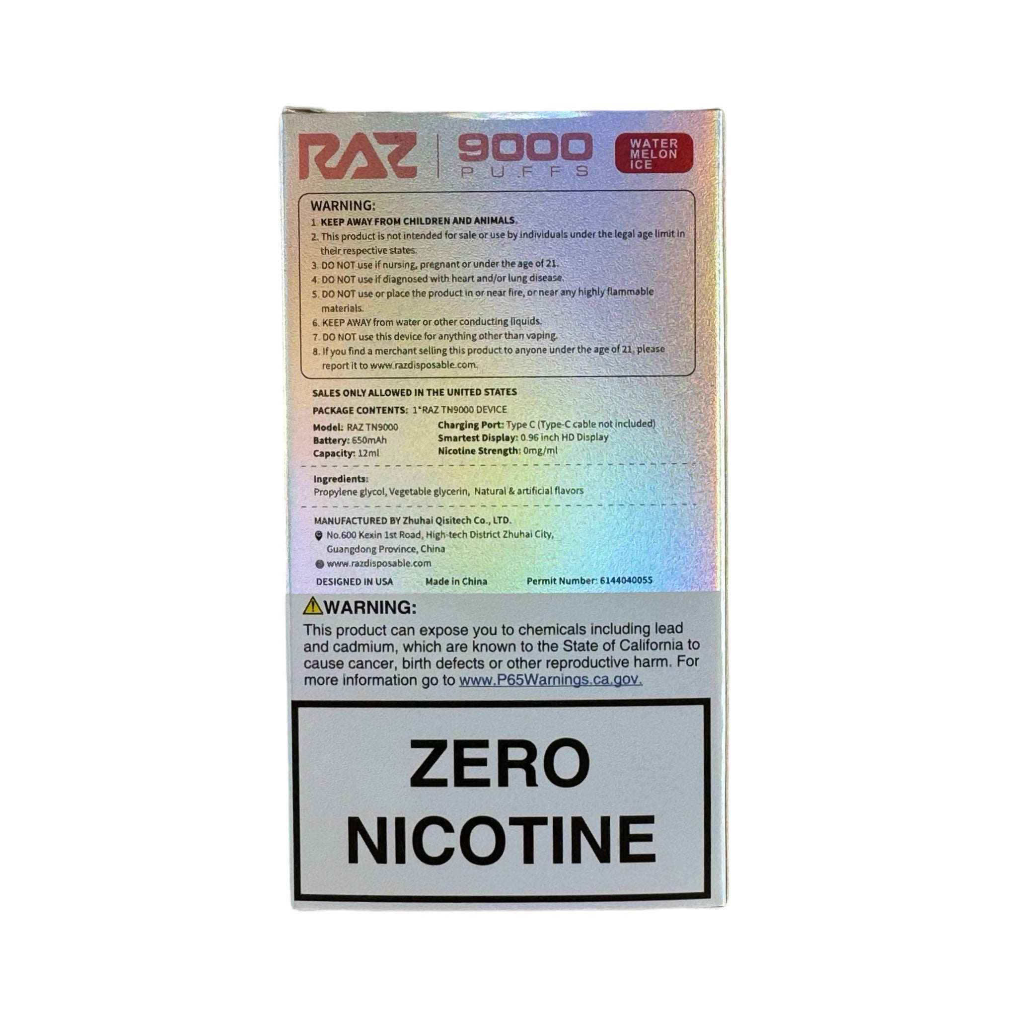 Watermelon Ice - RAZ TN9000 - Zero Nicotine Vape Delight Watermelon Ice - RAZ TN9000 - Zero Nicotine Vape Delight