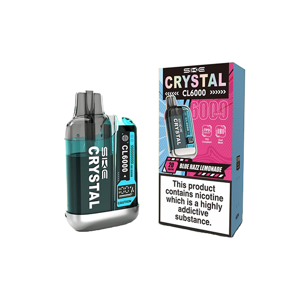 20mg SKE Crystal CL6000 Disposable Rechargeable Vape Kit 6000 Puffs - 20mg Nicotine - Disposable Vapes