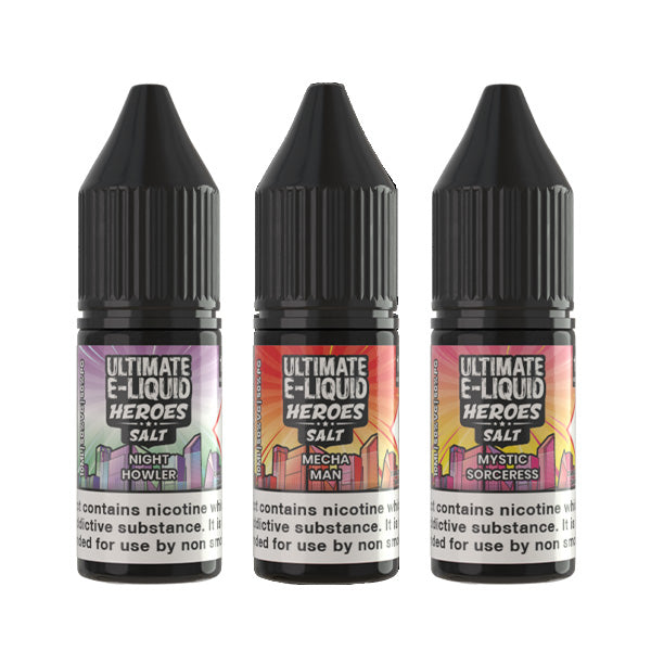 20mg Ultimate E-Liquid Heroes Nicotine Salts – 10ml Supercharged Vape Juice (50VG/50PG)