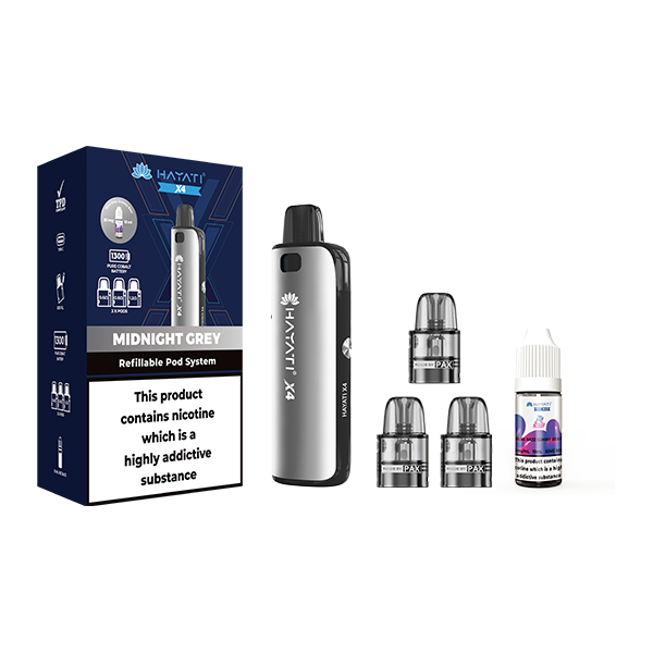 Load image into Gallery viewer, Hayati X4 Refillable Pod Vape Kit  Includes 1X Nic Salts 20mg + 3x Refillable Pods
