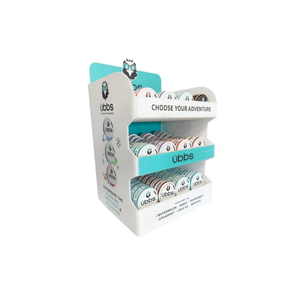 Charger l&amp;#39;image dans la visionneuse de la galerie, Pack de vente au détail de sachets de nicotine Ubbs avec affichage de comptoir - 120 canettes en dosages de 6 mg, 11 mg et 14 mg
