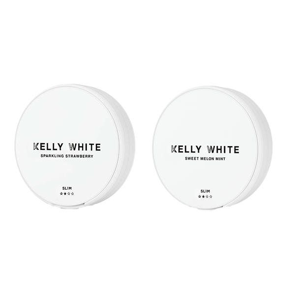 Kelly White 10mg Medium Slim Nicotine Pouches - 20 Count Fraise Pétillante Melon Doux Menthe