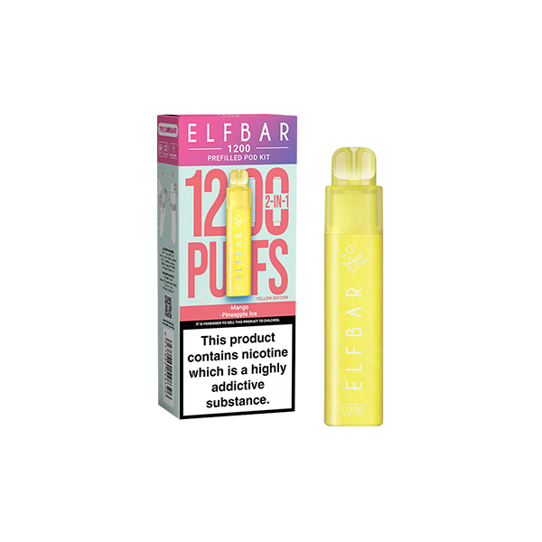 ELF Bar 1200 Rechargeable Prefilled Pod Kit - 20mg Nic Salt, 1200 Puffs, Multiple Flavors
