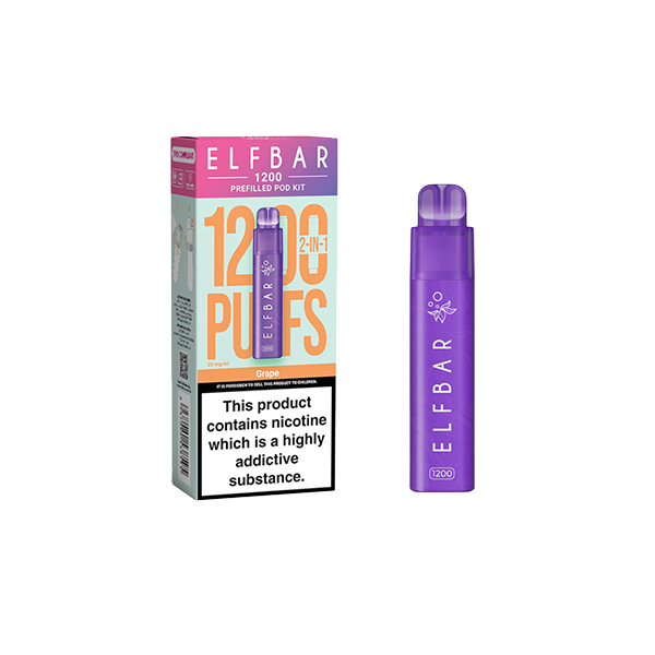 ELF Bar 1200 Puff Rechargeable Pod Kit - 20mg Nicotine, Dual Flavor Options