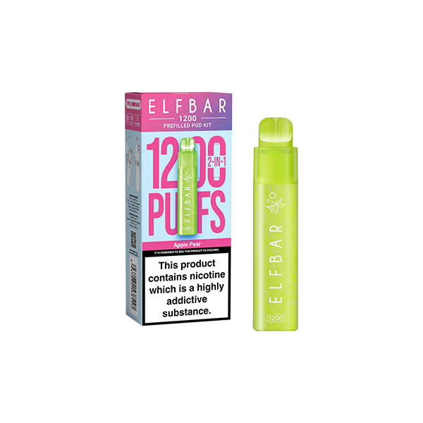 ELF Bar 1200 Puff Rechargeable Pod Kit - 20mg Nicotine, Dual Flavor Options - Apple Pear
