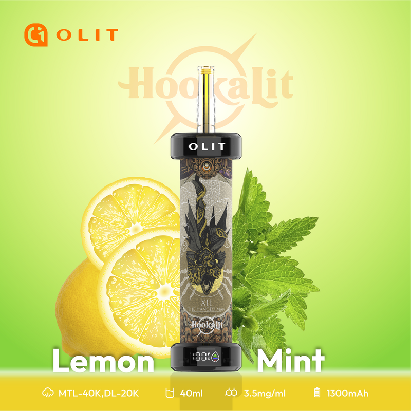 Lemon Mint shisha flavor, refreshing vape, perfume lemon spearmint icy blast, summer vape experience - Lemon Mint - Olit 40K Hookah for Refreshing Vaping Delight