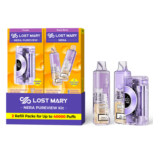 Purple - Scary Berry - Lost Mary - NERA Pureview 40K Kit (1 Device + 2 Refills) - 40K Vape-k