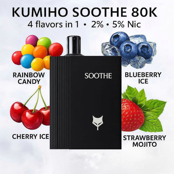 Kumiho Soothe 80K 4 flavors in 1 - 2% - 5% Nic (Rainbow Candy - Cherry Ice - Blueberry Ice - Strawberry Mojito) - 80K Vapes