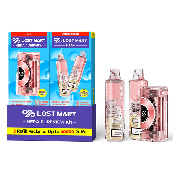 Red - Watermelon Ice - Lost Mary - NERA Pureview 40K Kit (1 Device + 2 Refills) - 40K Vape-k