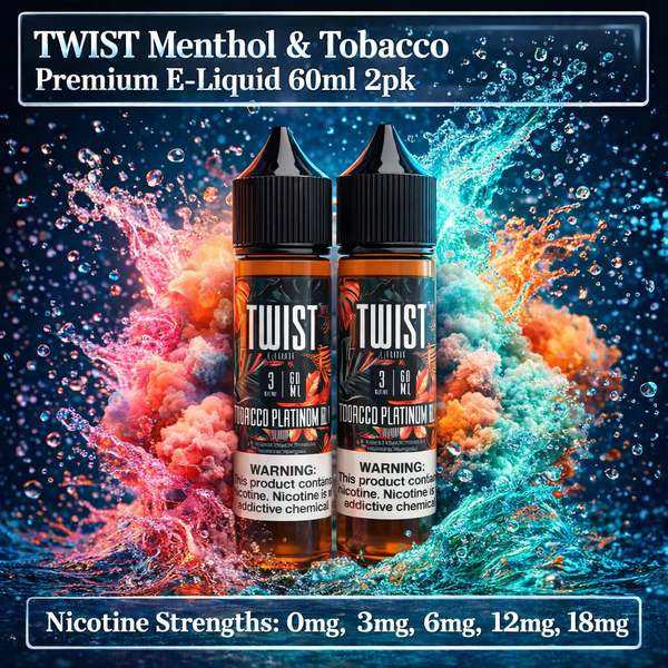 „TWIST“ mentolio ir tabako aukščiausios klasės 60 ml elektroninis skystis, 2 vnt. pak. - Pardavėjai