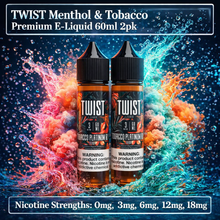 Attēla ielāde galerijas skatītājā, TWIST Menthol &amp; Tobacco Premium E-Liquid 60ml 2pk
