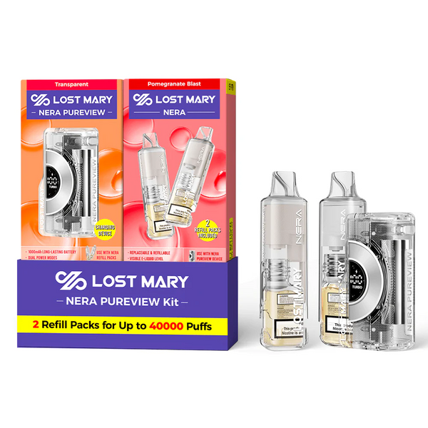 Transparent - Pomegranate Blast - Lost Mary - NERA Pureview 40K Kit (1 Device + 2 Refills) - 40K Vaporizadores