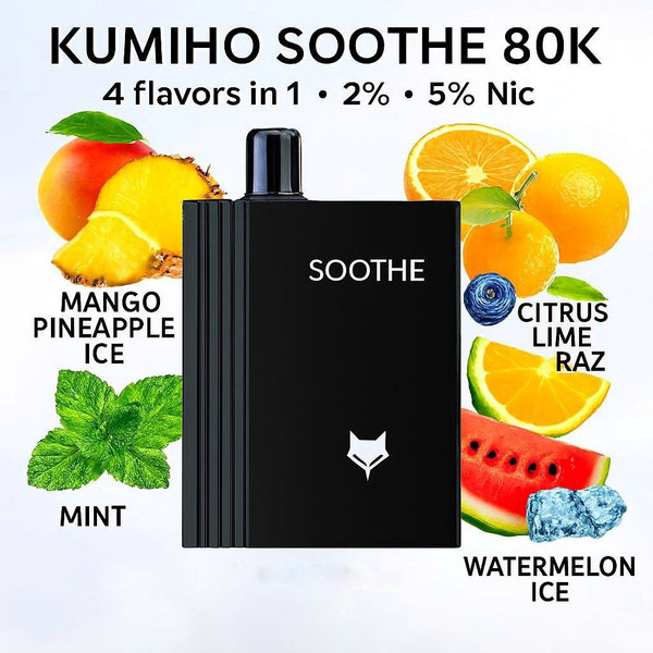 Kumiho Soothe 80K 4 flavors in 1 - 2% - 5% Nic (Mango Pineapple Ice - Mint - Citrus Lime Raz - Watermelon Ice) - 80K Vapes