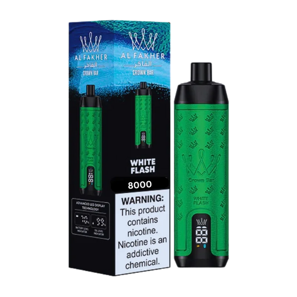 White Flash - Al Fakher Crown Bar 8K - Cheap Disposable Vapes Under $10
